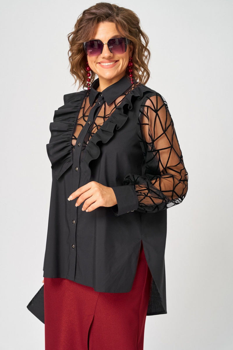 Блузы EVA GRANT 7174-1В черный