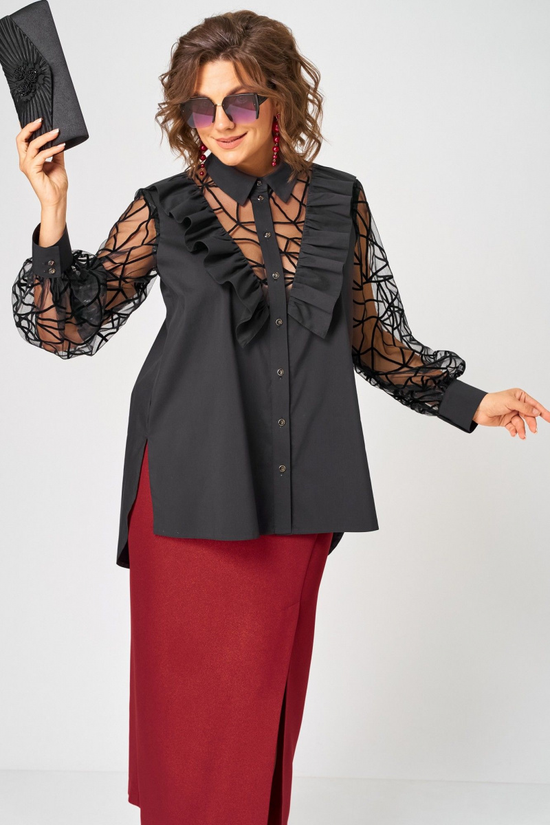 Блузы EVA GRANT 7174-1В черный