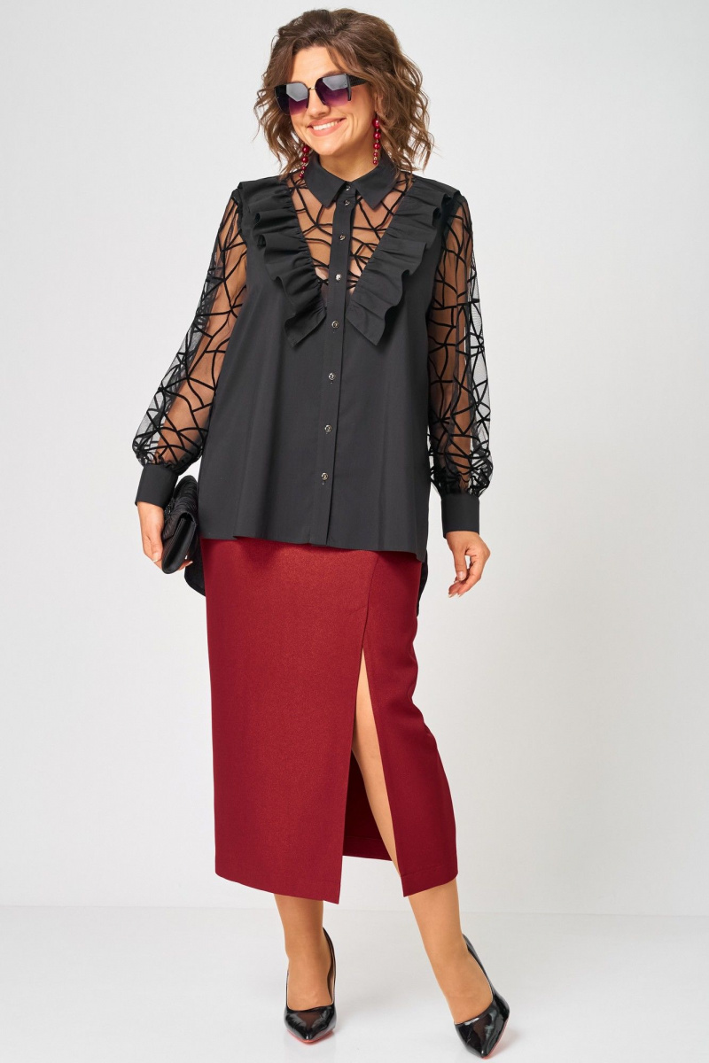 Блузы EVA GRANT 7174-1В черный