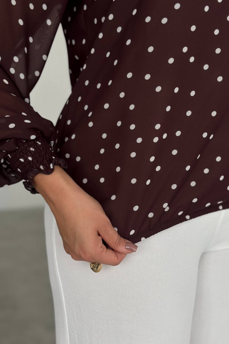 Блузы LindaLux 812 горошек_коричневый