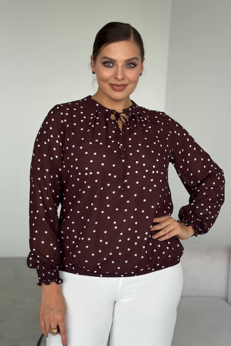 Блузы LindaLux 812 горошек_коричневый