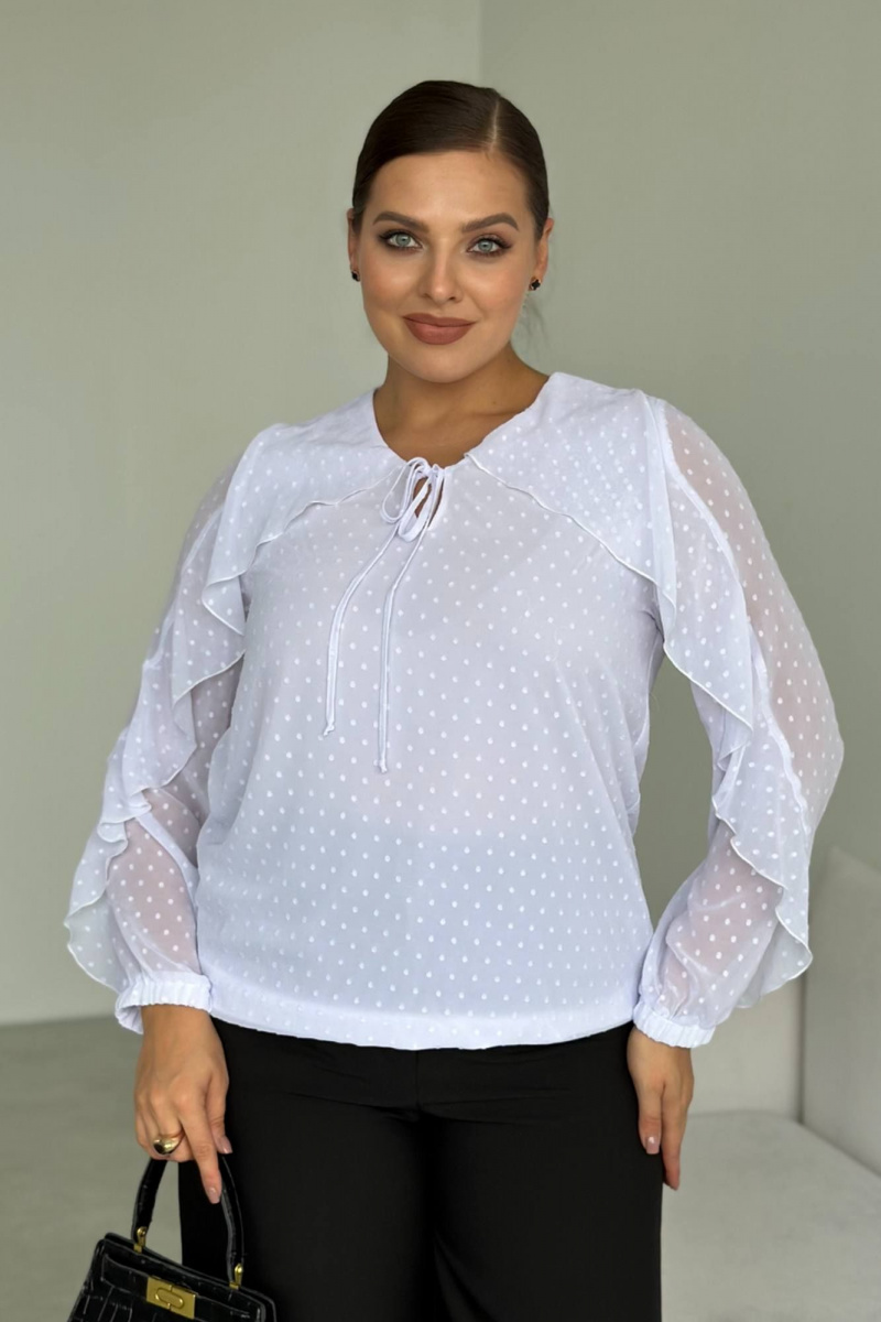 Блузы LindaLux 1-593 белый(воланы)