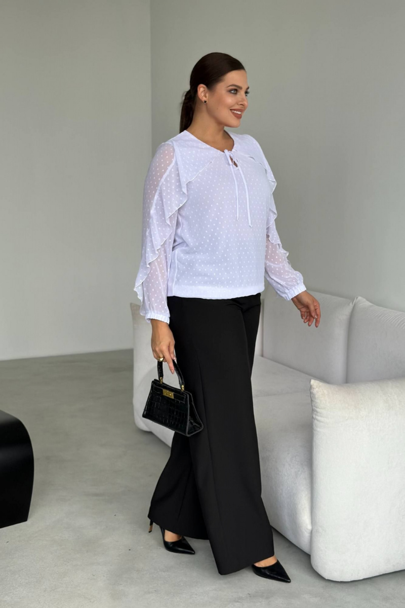 Блузы LindaLux 1-593 белый(воланы)