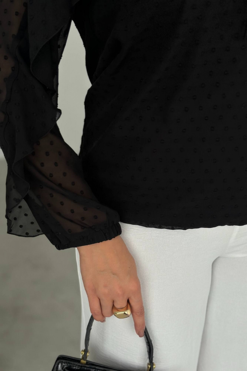 Блузы LindaLux 1-593 черный(воланы)