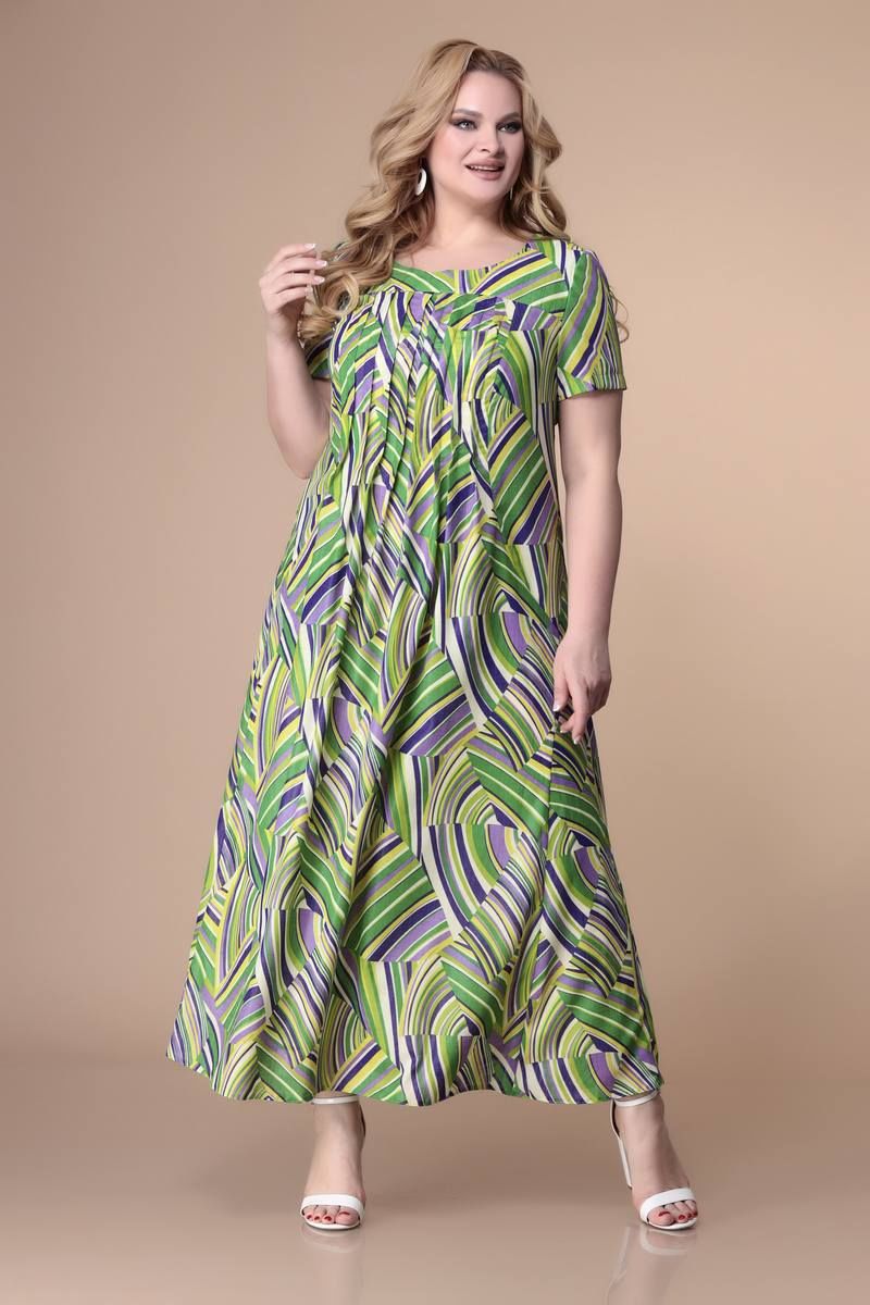 Платье Romanovich Style 1-1826 зелень/принт