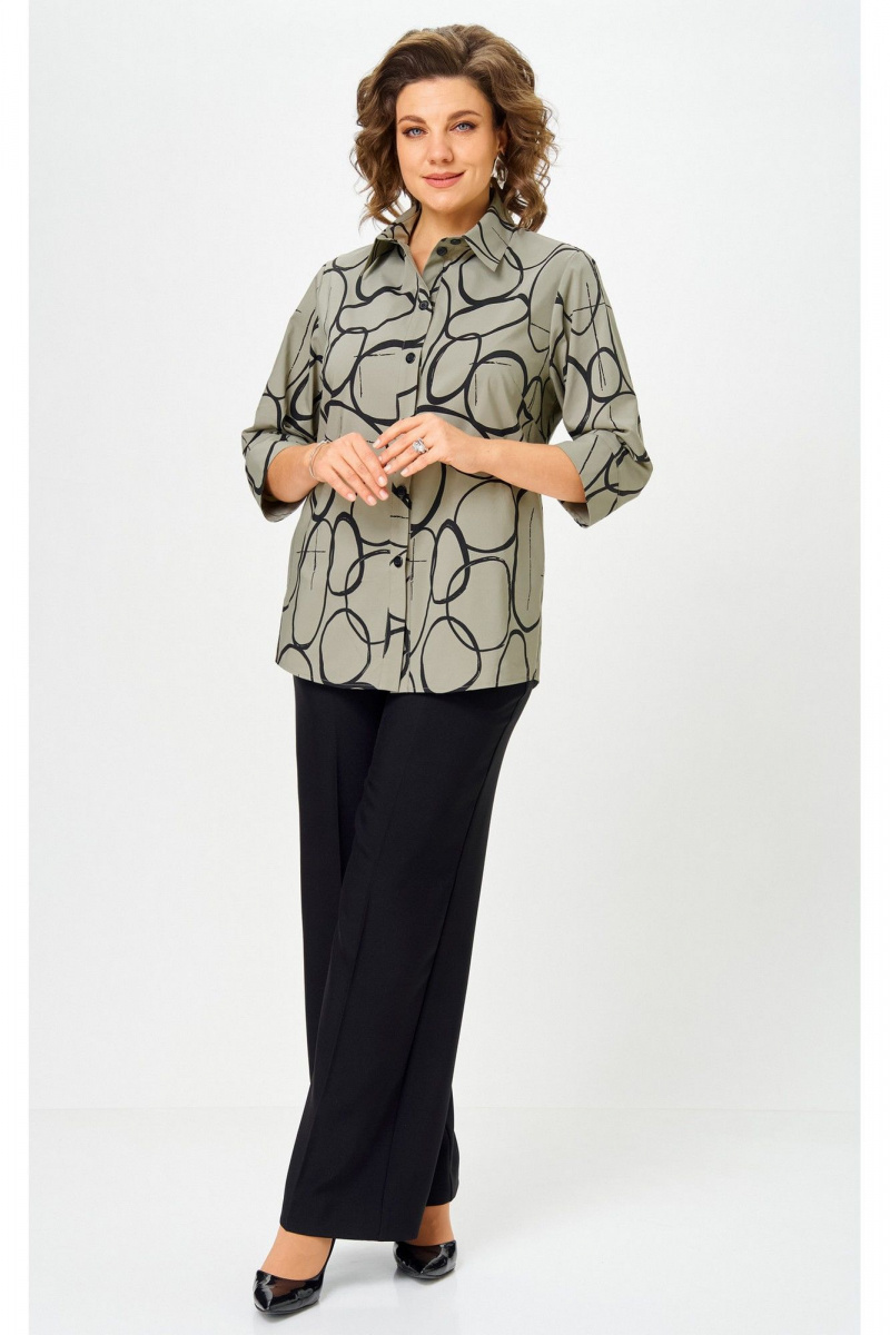 Блузы БелЭльСтиль 877-3 26 22 олива-черный