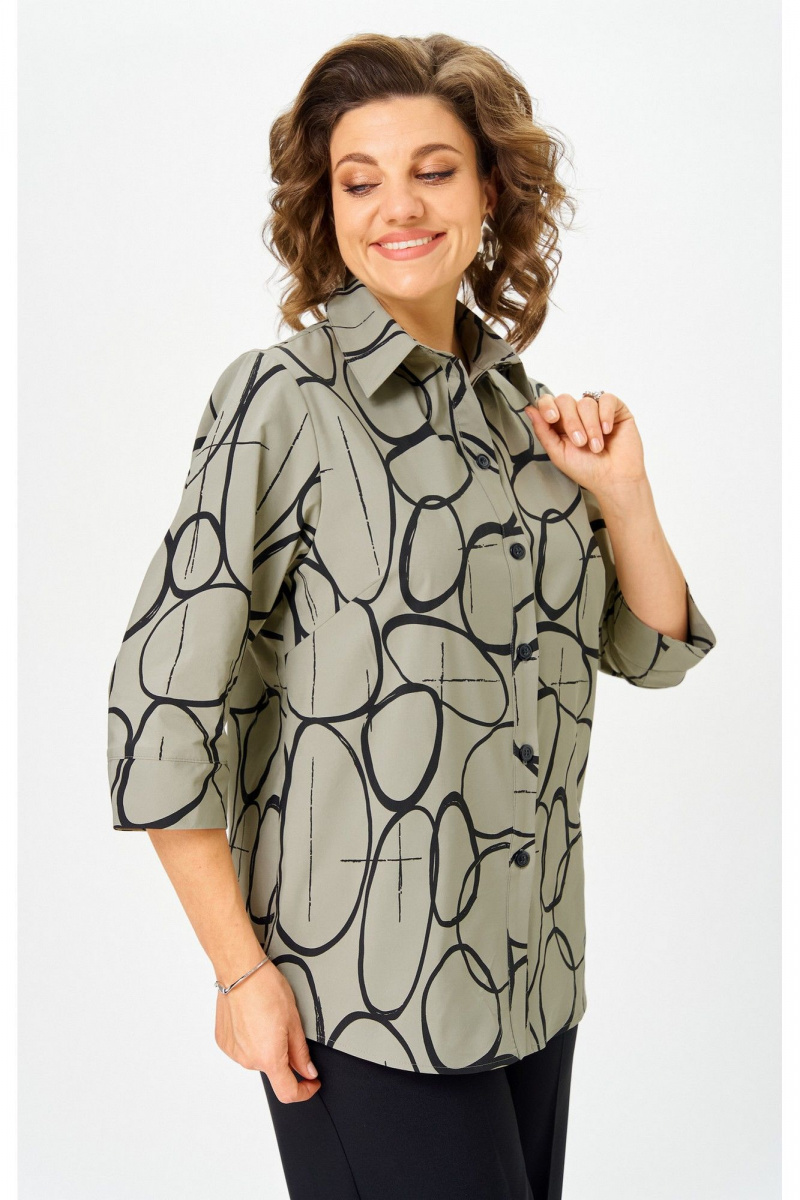 Блузы БелЭльСтиль 877-3 26 22 олива-черный