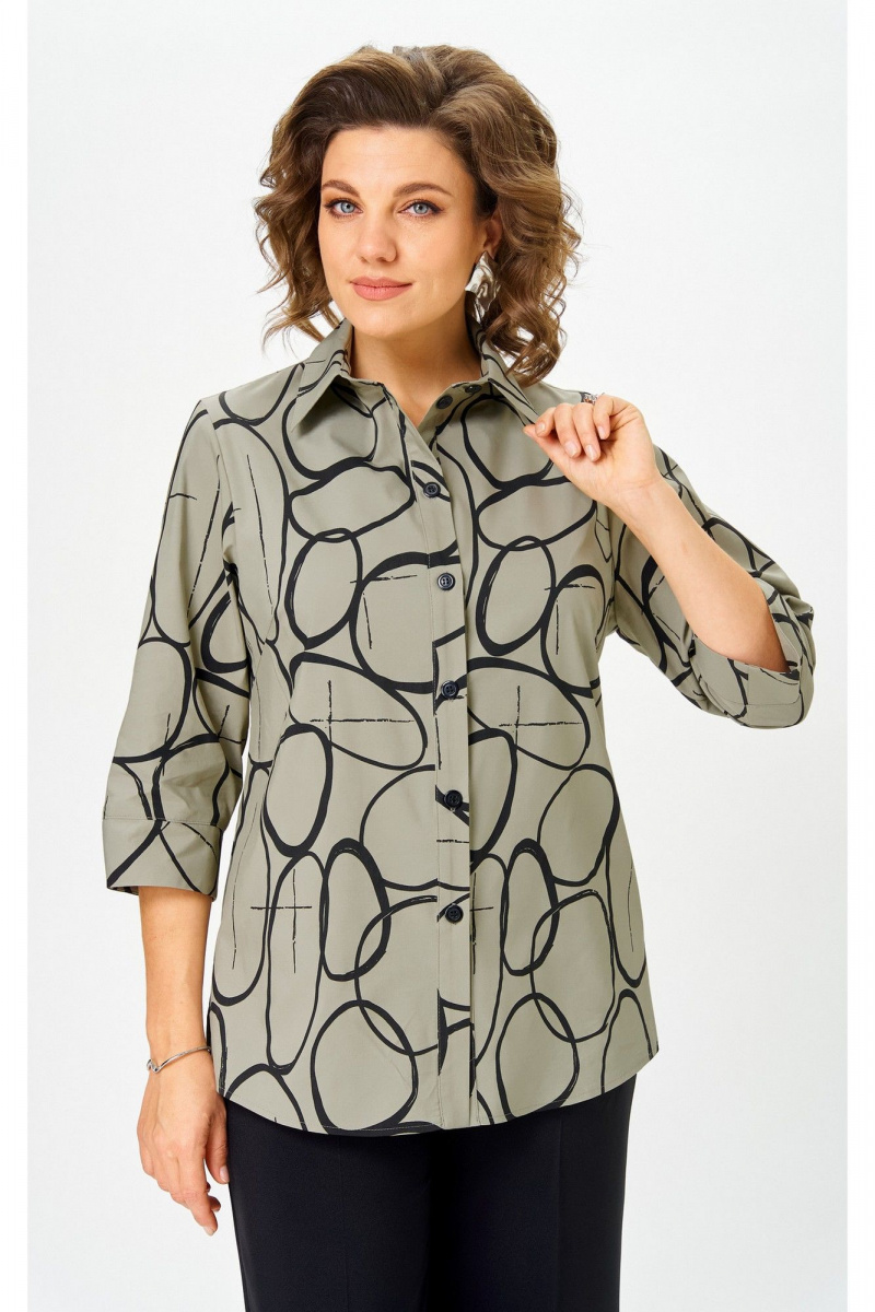 Блузы БелЭльСтиль 877-3 26 22 олива-черный