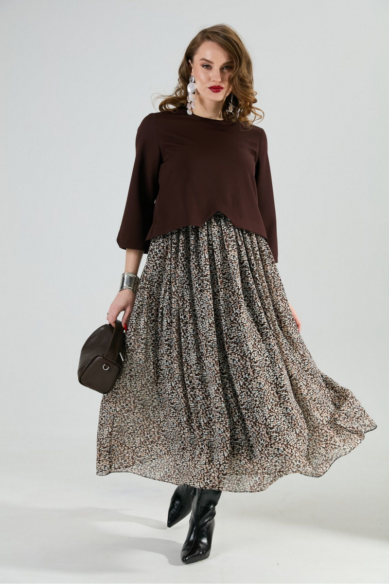 Платья NikVa 740-20 шоколад_шоколадная абстракция