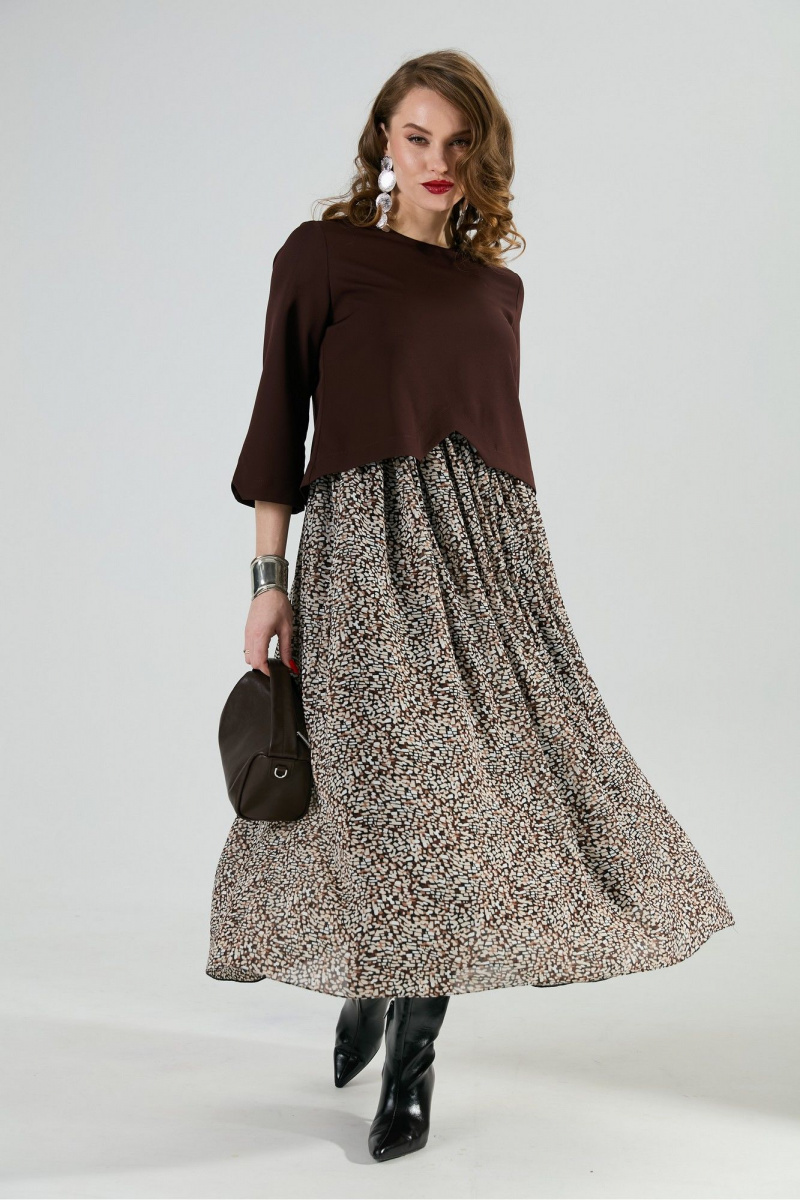 Платья NikVa 740-20 шоколад_шоколадная абстракция