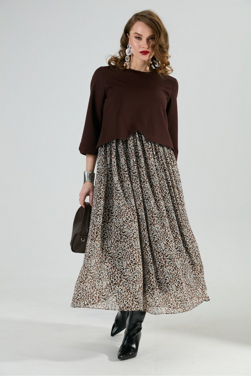 Платья NikVa 740-20 шоколад_шоколадная абстракция