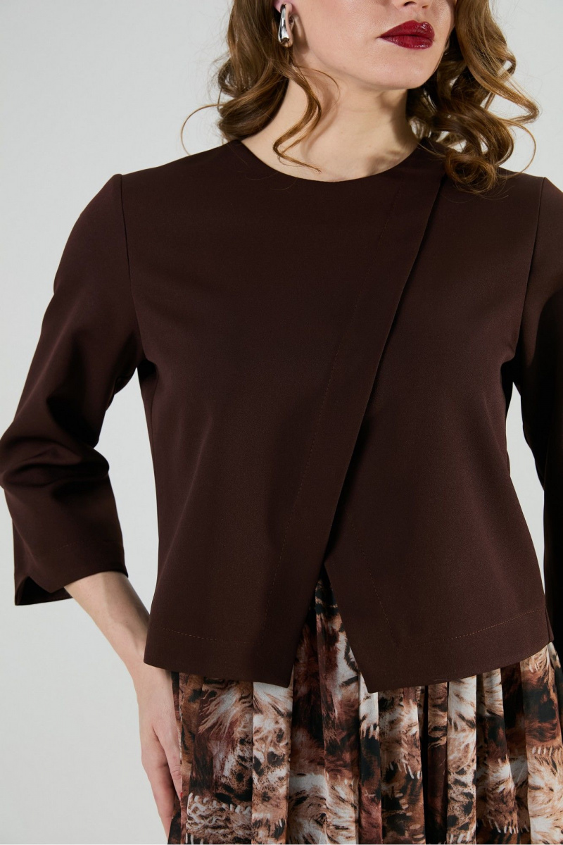 Платья NikVa 1007-1 шоколад_тигровая абстракция