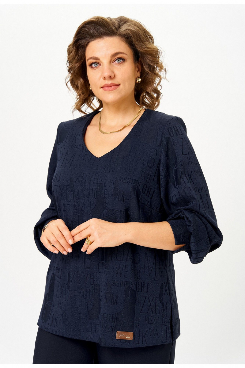 Блузы БелЭльСтиль 879-3_29_22 синий принт