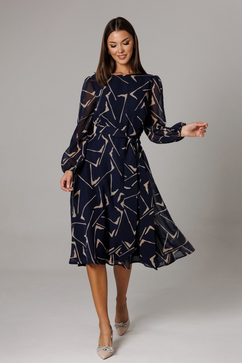 Платья Ларс Стиль 1161 сине-бежевый