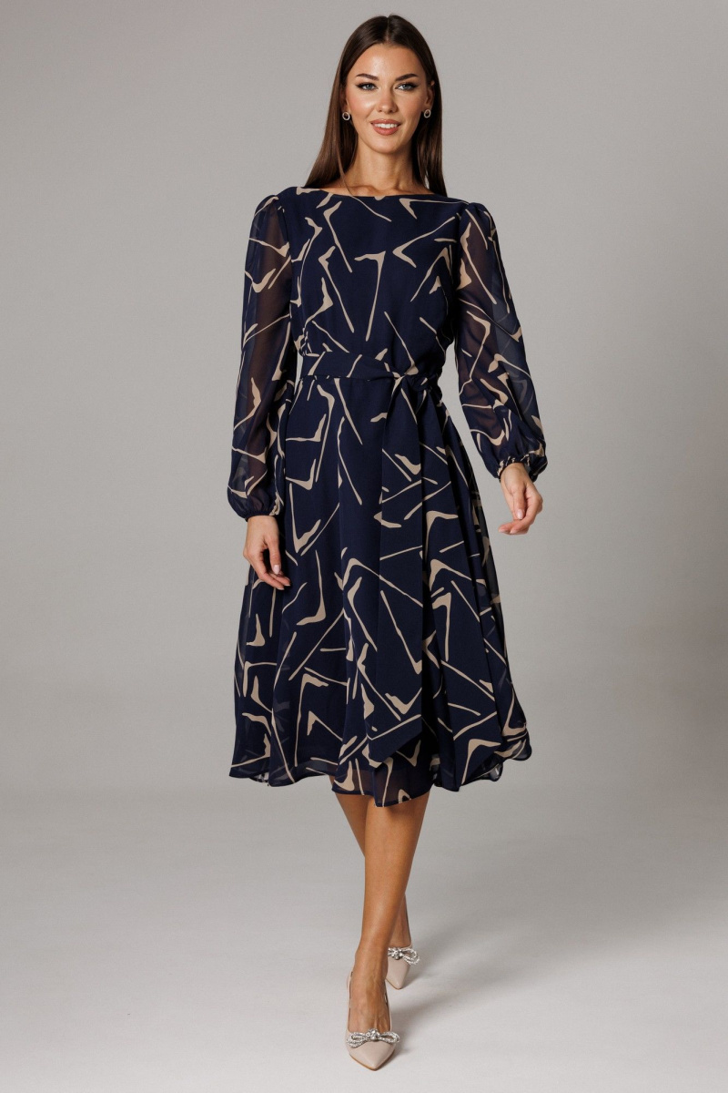 Платья Ларс Стиль 1161 сине-бежевый