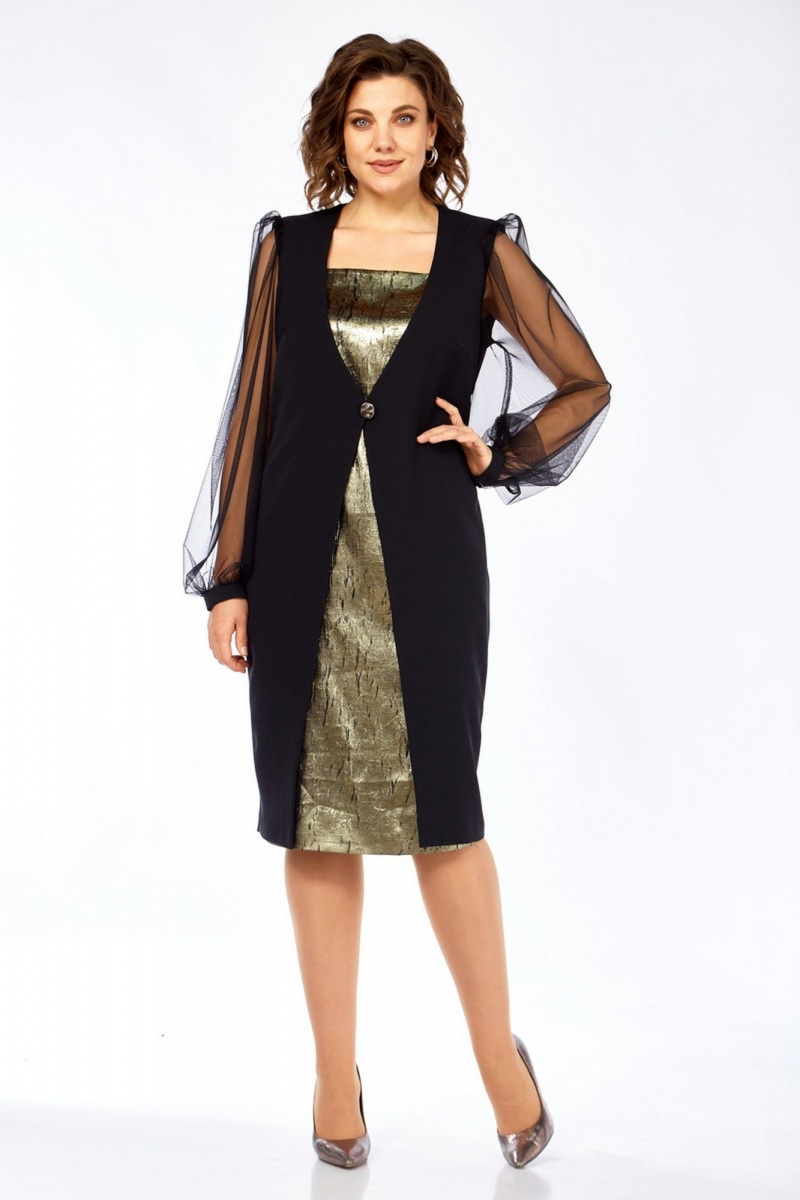 Платья Милора-стиль 1417 черный+золото