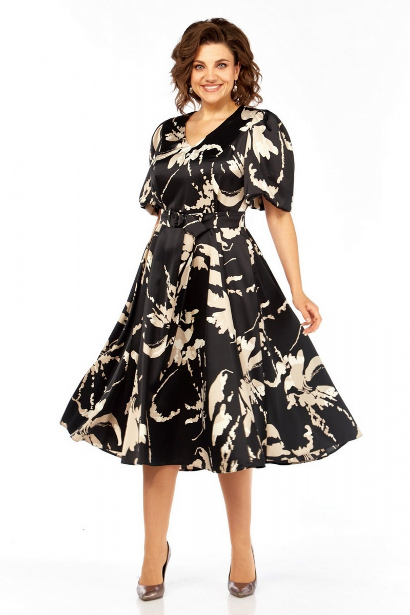 Платья Милора-стиль 1419 черный_с_принтом