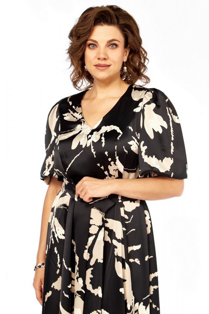 Платья Милора-стиль 1419 черный_с_принтом