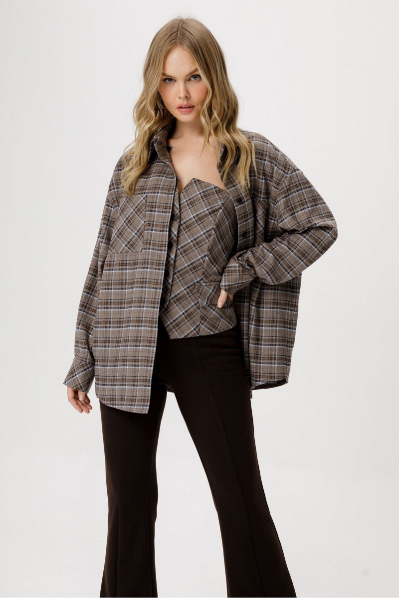 Брючный комплект PiRS 6427 серо-бежевый+черный