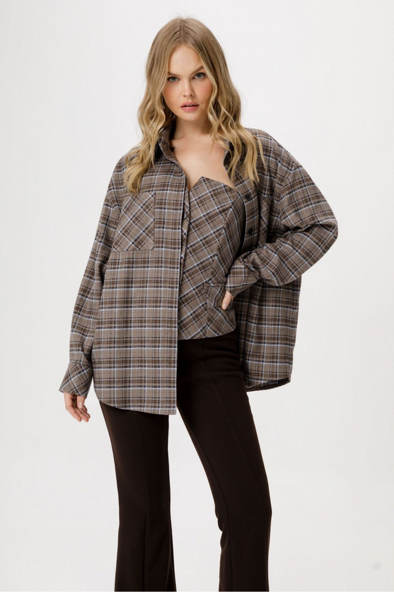 Брючный комплект PiRS 6427 серо-бежевый+черный