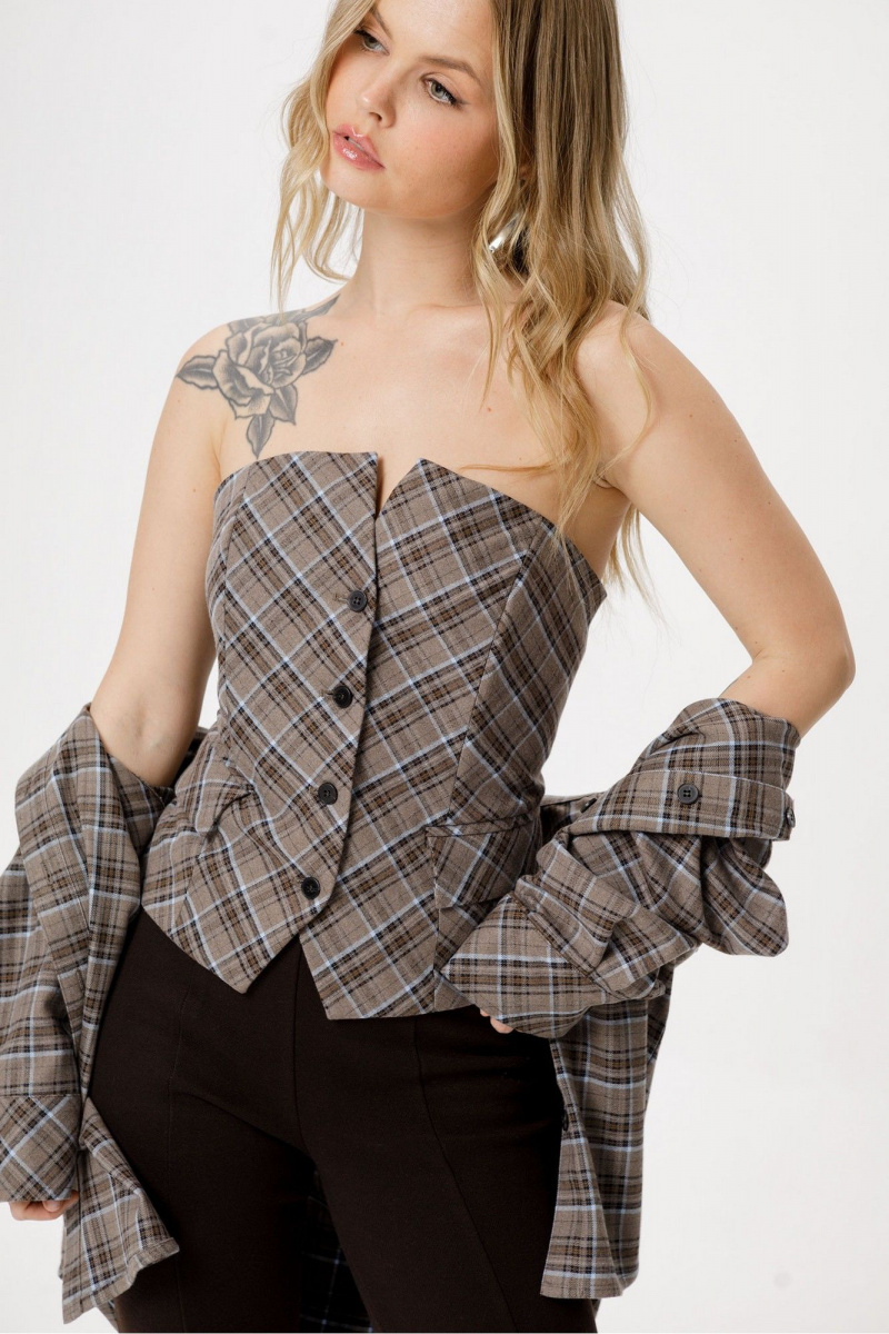 Брючный комплект PiRS 6428 серо-бежевый+черный