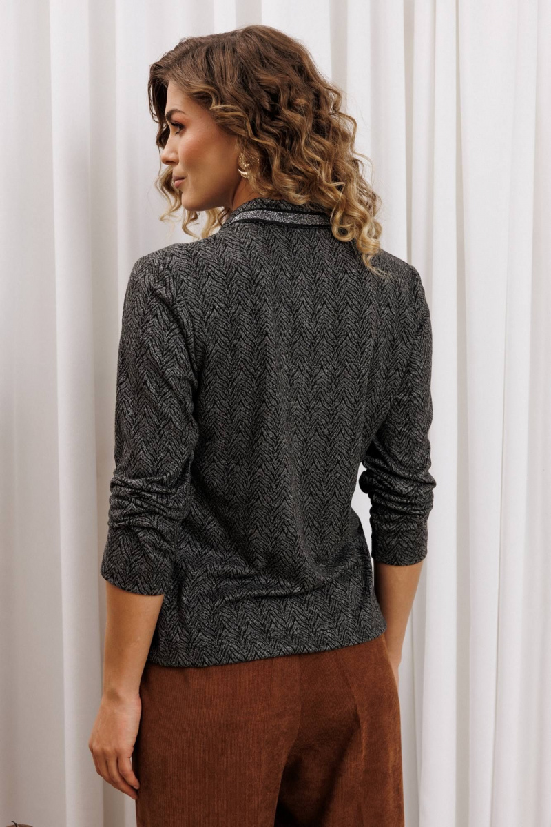 Брючный комплект Gizart 5436 серый тигровый замша, коричневый