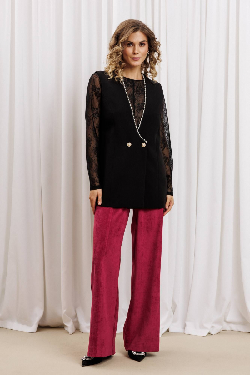 Брючный комплект Gizart 5439 черный,брусничный