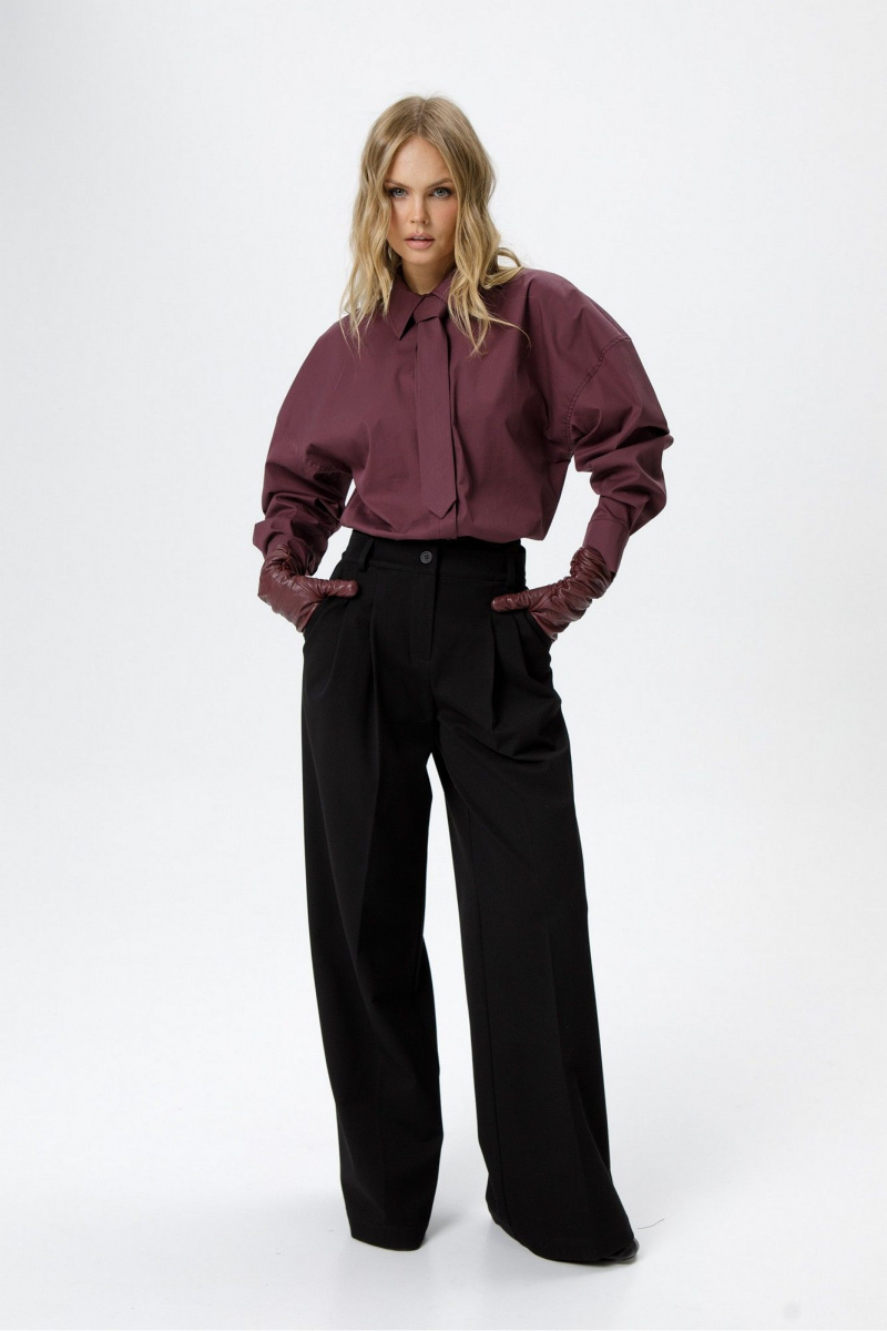 Брючный комплект PiRS 6478 марсала+черный