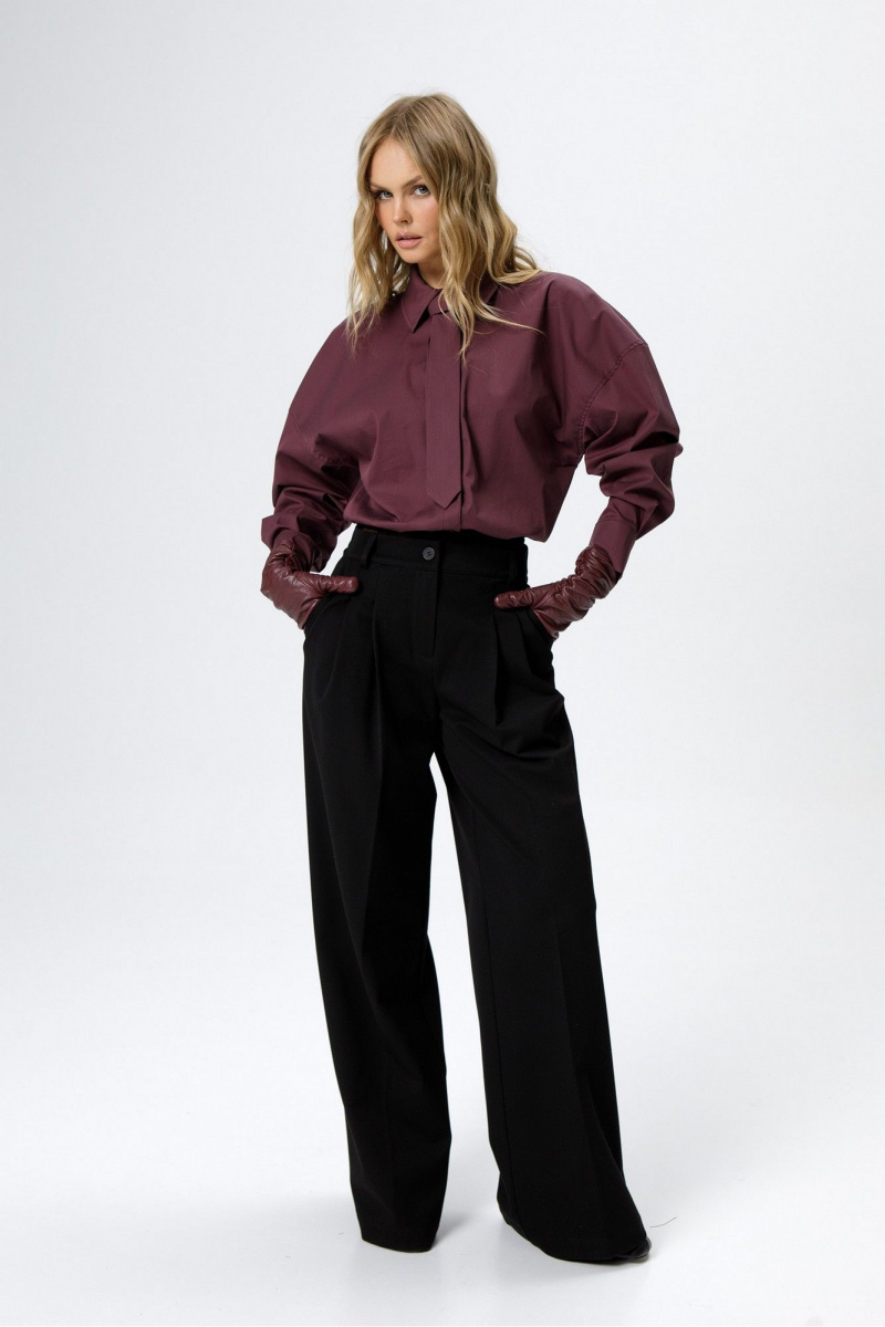 Брючный комплект PiRS 6478 марсала+черный