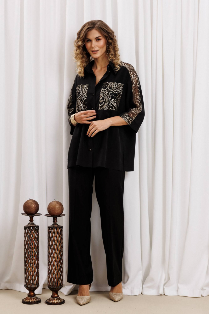 Брючный комплект Gizart 5440 черный, золото