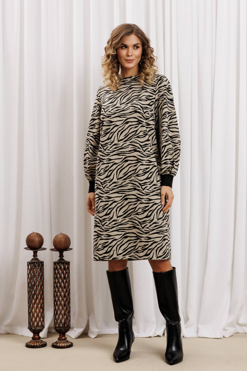 Платья Gizart 7385/1 бежево-черный тигр