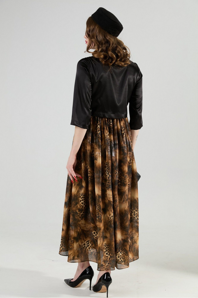 Платья NikVa 514-4 чёрный и кофейный леопард