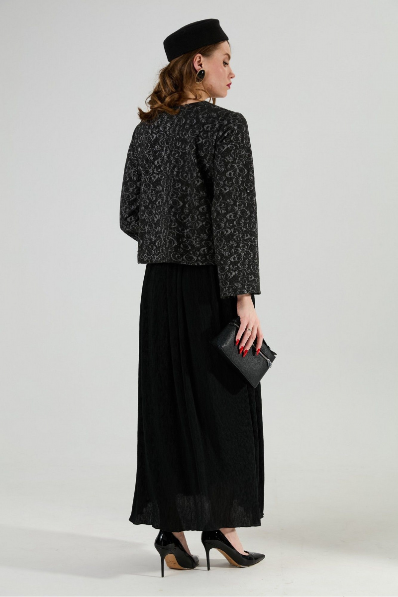 Платья NikVa 740-22 графитовая абстракция и чёрный