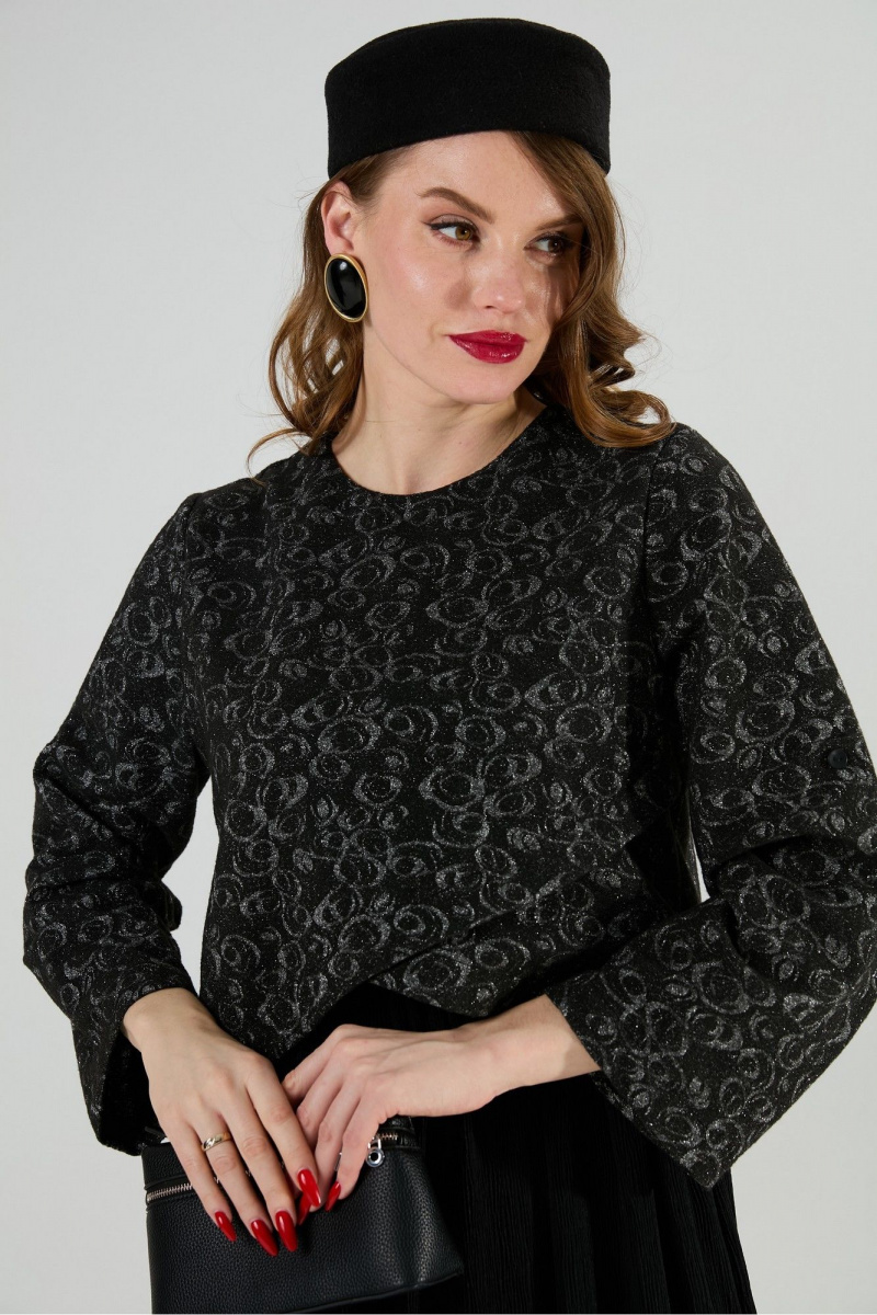 Платья NikVa 740-22 графитовая абстракция и чёрный