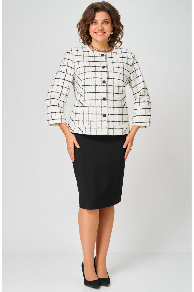 Юбочный костюм БелЭльСтиль 861-2_59_22+557-2_58_22 бело-черный
