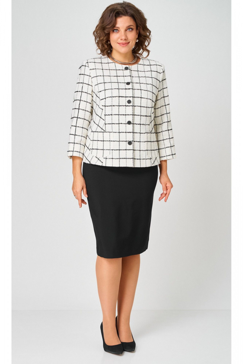 Юбочный костюм БелЭльСтиль 861-2_59_22+557-2_58_22 бело-черный