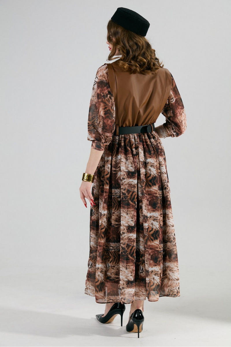Платья NikVa 1010-1 шоколад_тигровая_абстракция