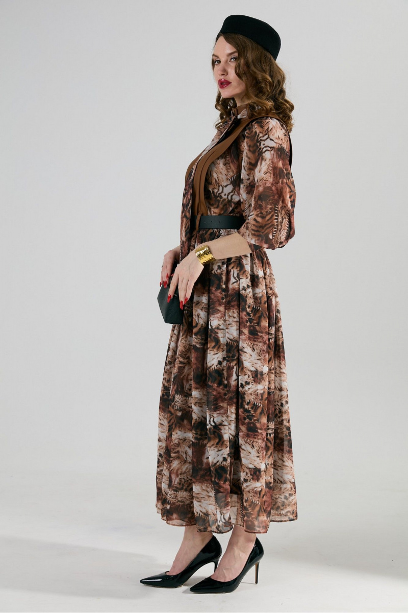 Платья NikVa 1010-1 шоколад_тигровая_абстракция