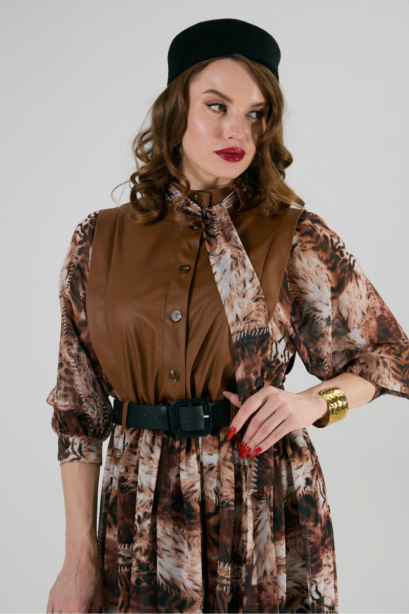 Платья NikVa 1010-1 шоколад_тигровая_абстракция