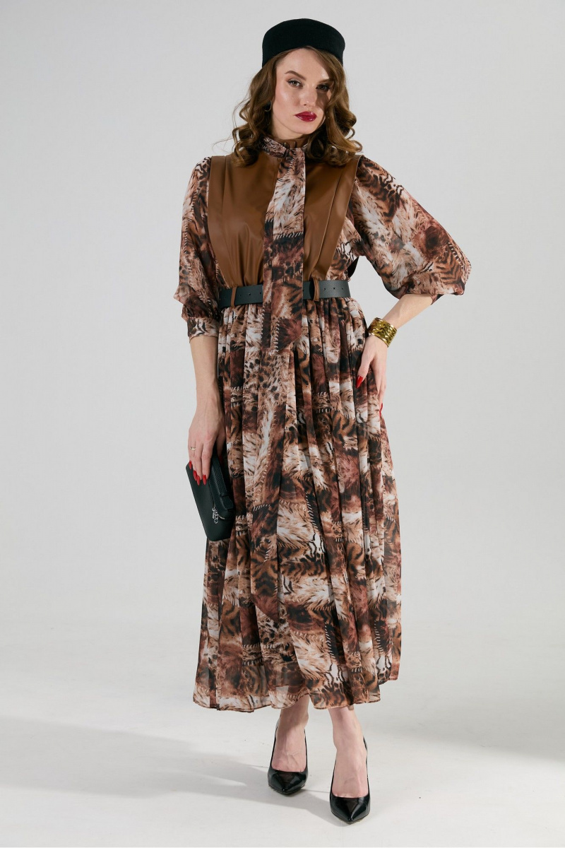 Платья NikVa 1010-1 шоколад_тигровая_абстракция