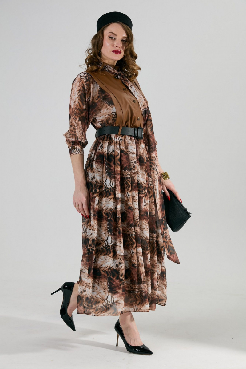 Платья NikVa 1010-1 шоколад_тигровая_абстракция