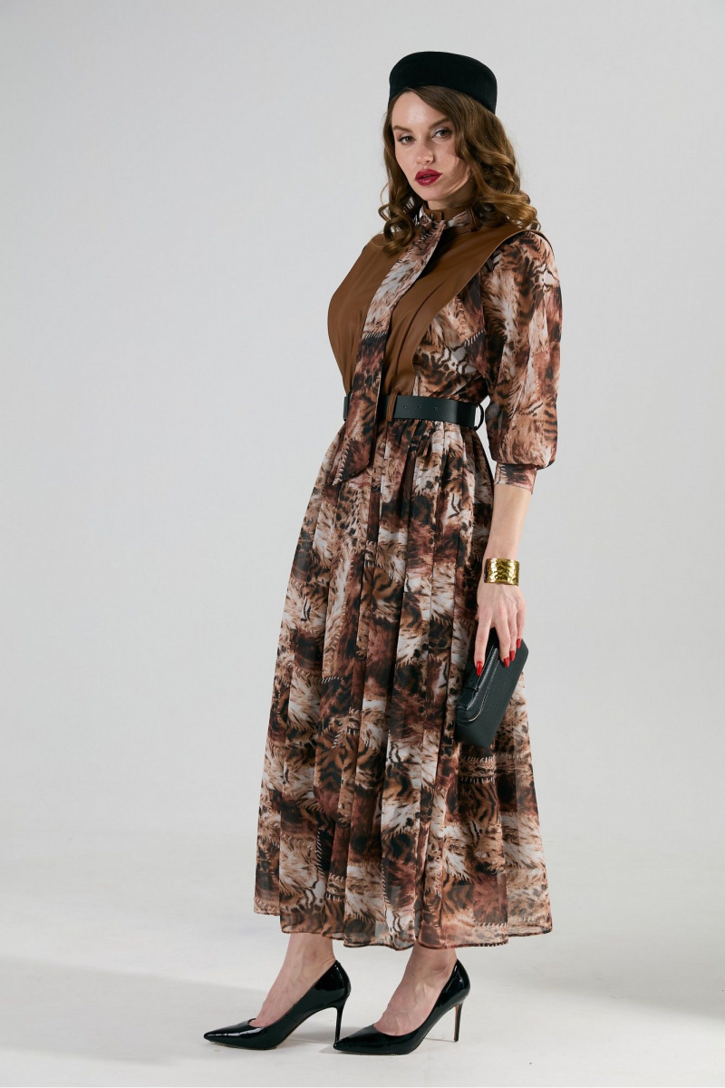 Платья NikVa 1010-1 шоколад_тигровая_абстракция