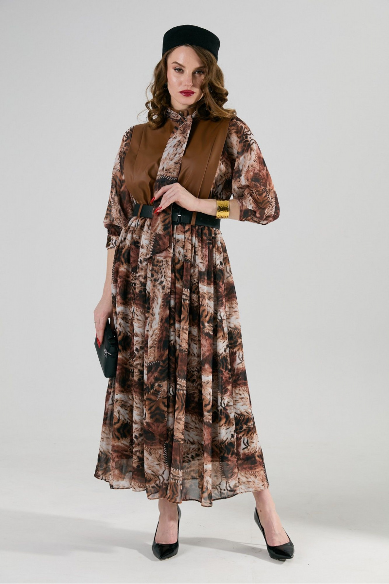 Платья NikVa 1010-1 шоколад_тигровая_абстракция