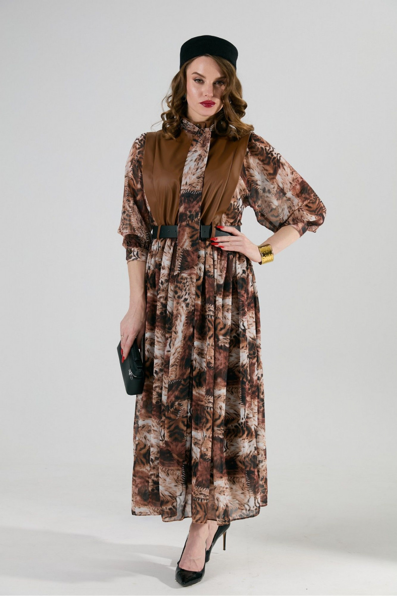 Платья NikVa 1010-1 шоколад_тигровая_абстракция