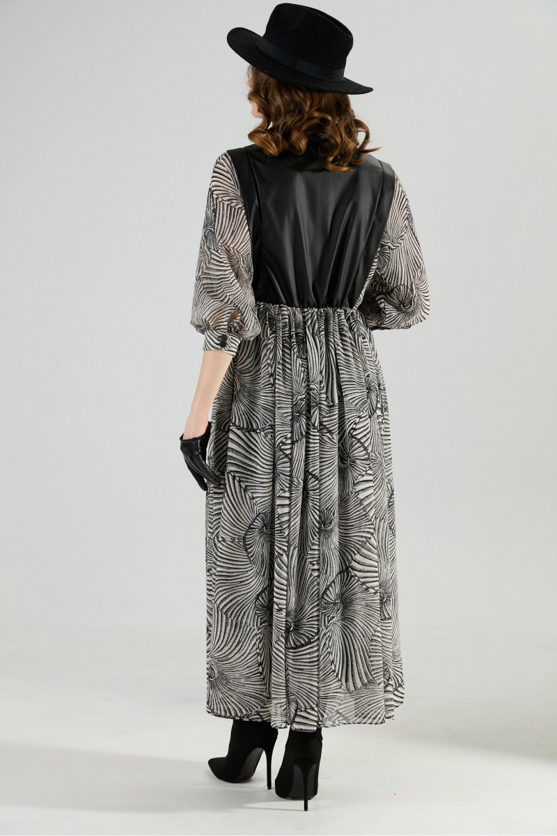 Платья NikVa 1010-1а чёрный/чёрно-белые_ракушки