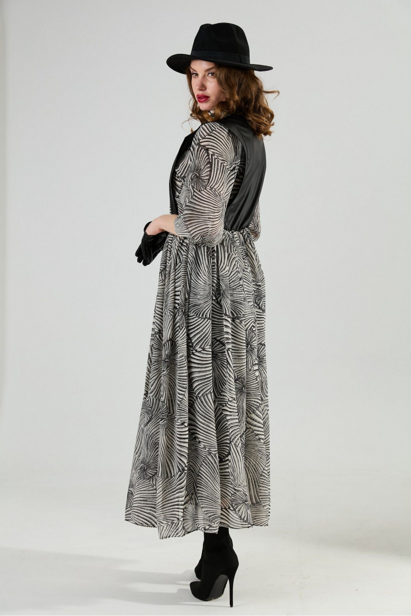 Платья NikVa 1010-1а чёрный/чёрно-белые_ракушки