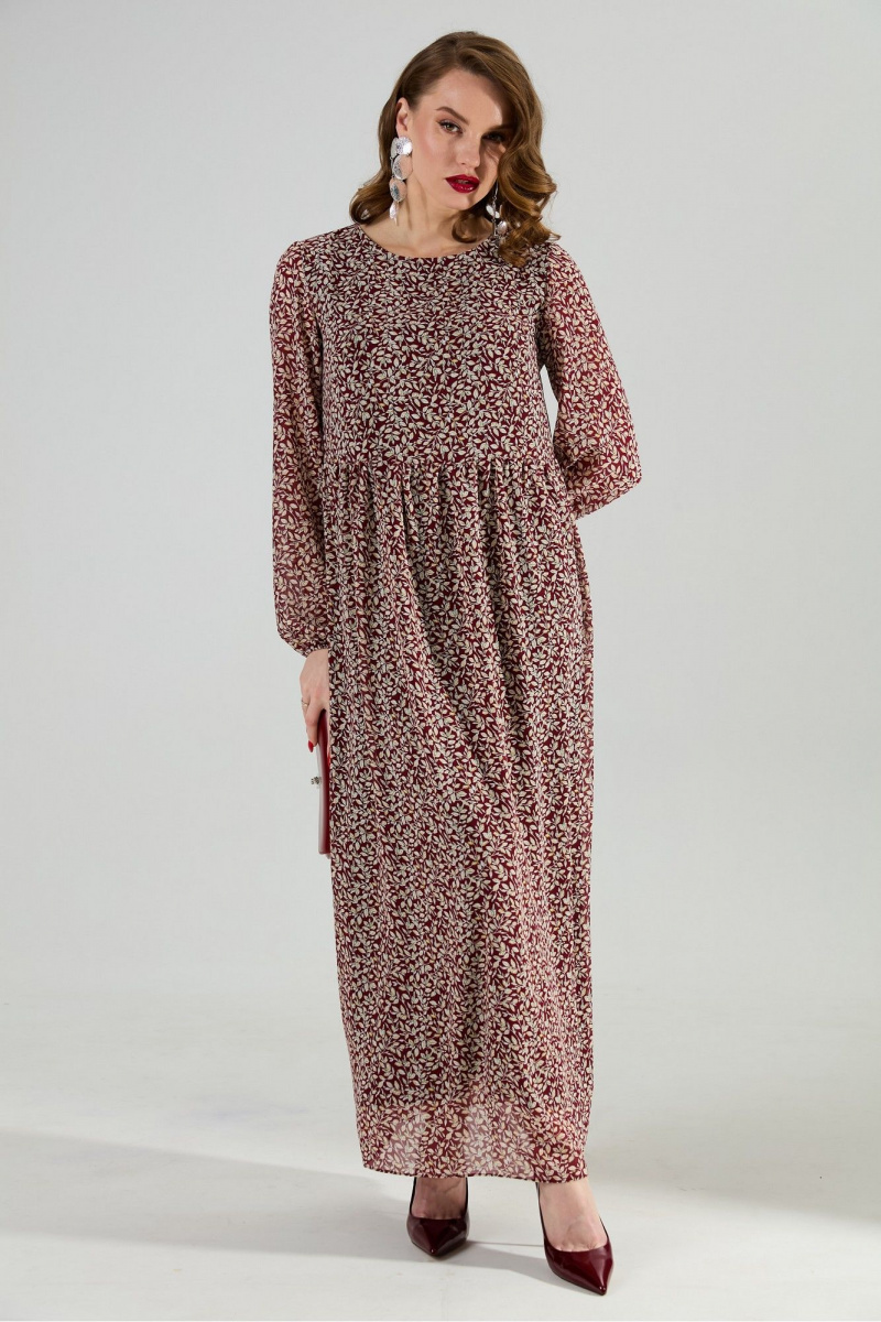 Платья NikVa 801-9 листья_бургунди
