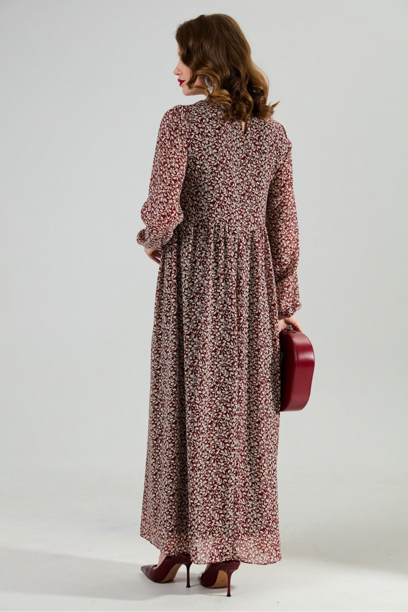 Платья NikVa 801-9 листья_бургунди