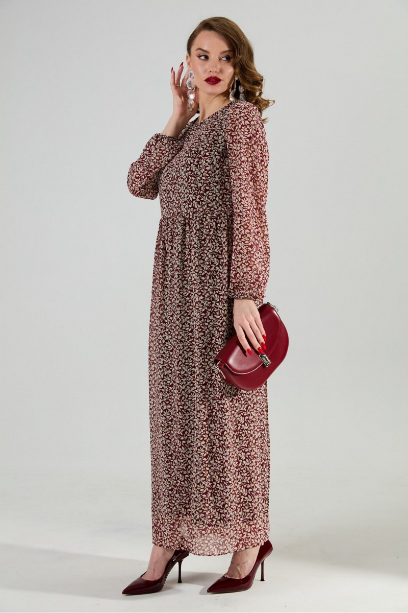 Платья NikVa 801-9 листья_бургунди