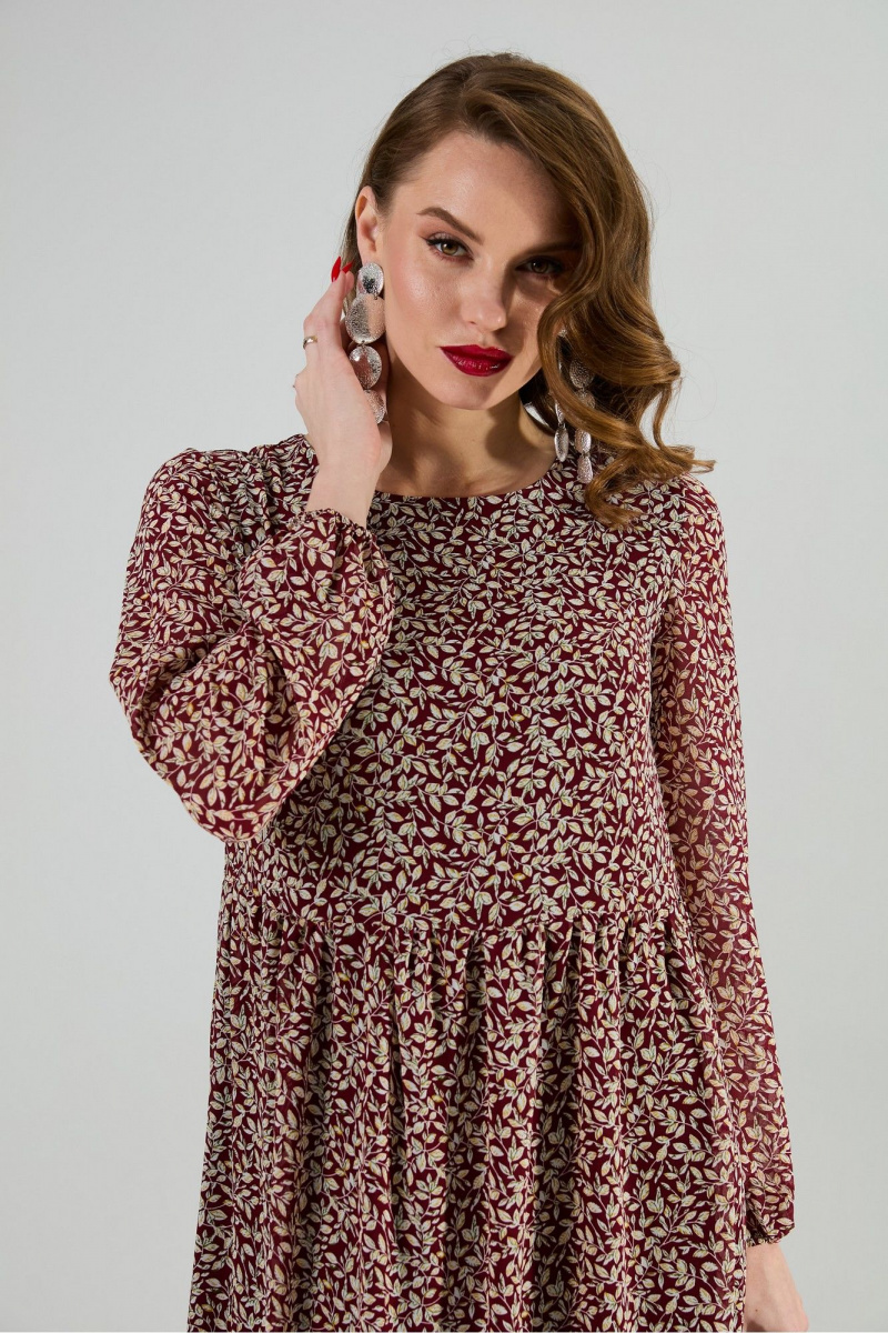 Платья NikVa 801-9 листья_бургунди